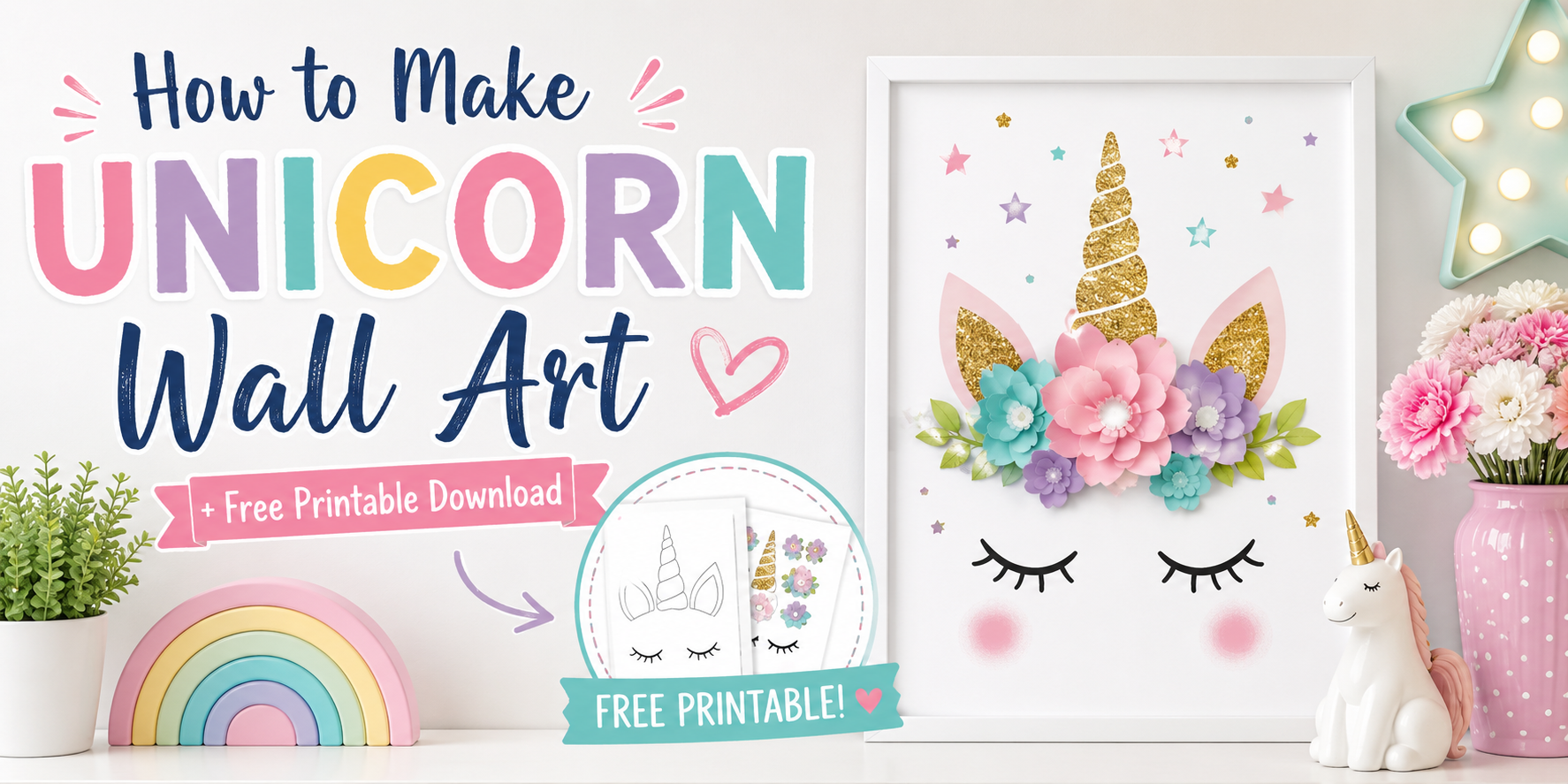 How to Make Unicorn Wall Art + Free Printable Download