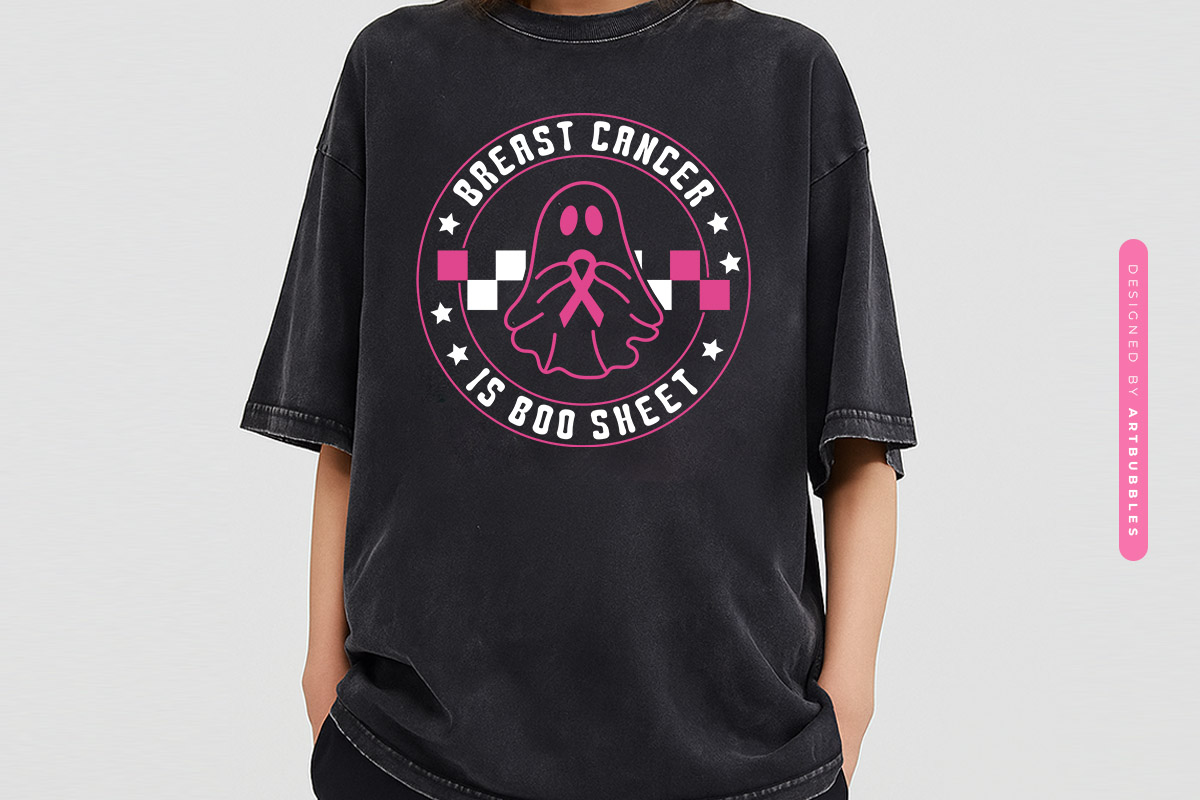 Breast Cancer is Boo Sheet Retro SVG Tshirt Mockup Image.jpg