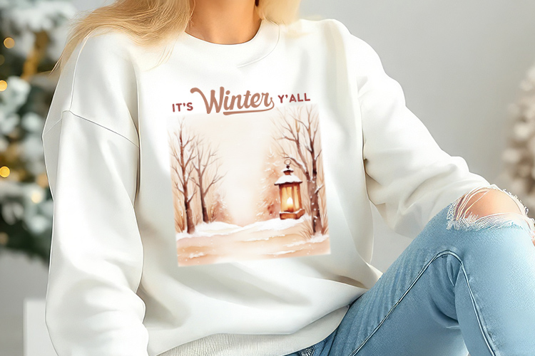 Unique It's Winter Y'all PNG Sublimation Sweatshirt Mockup Image.jpg