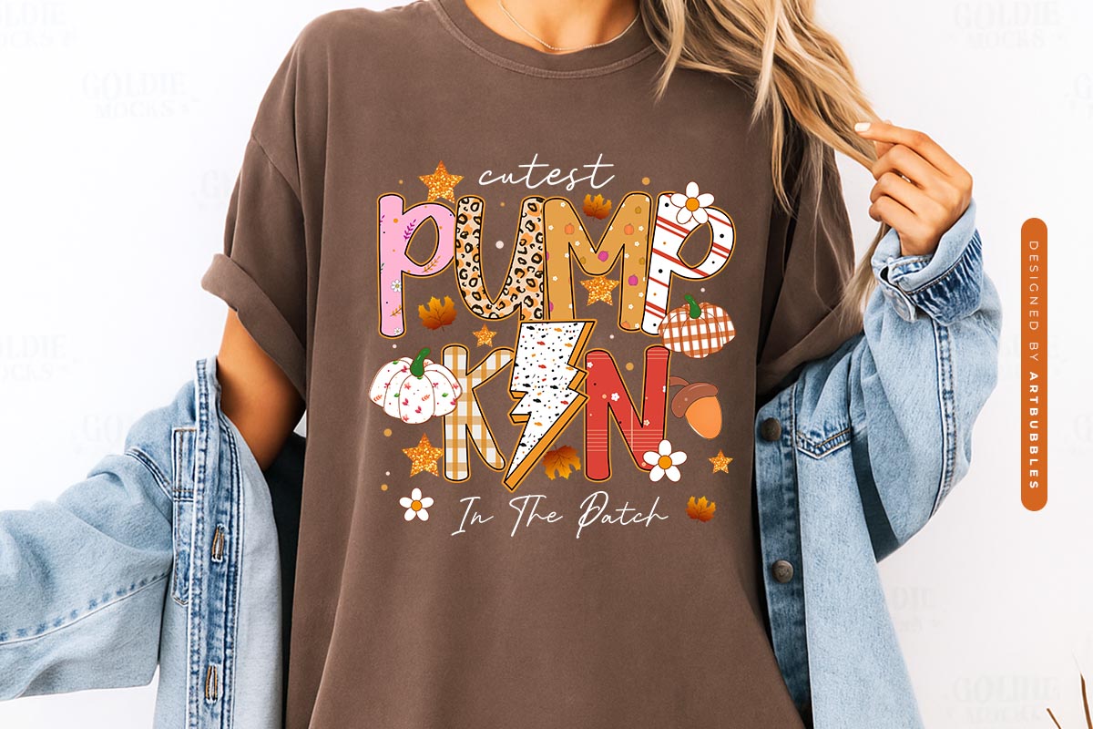 Cutest Pumpkin in the Patch - Fall Preppy Sublimation Shirt Mockup Image.jpg