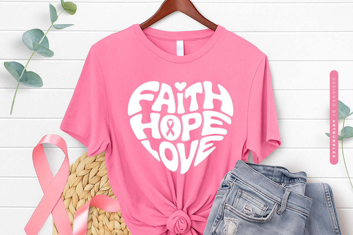 Faith Hope Love - Retro Breast Cancer SVG File Shirt Mockup Image.jpg