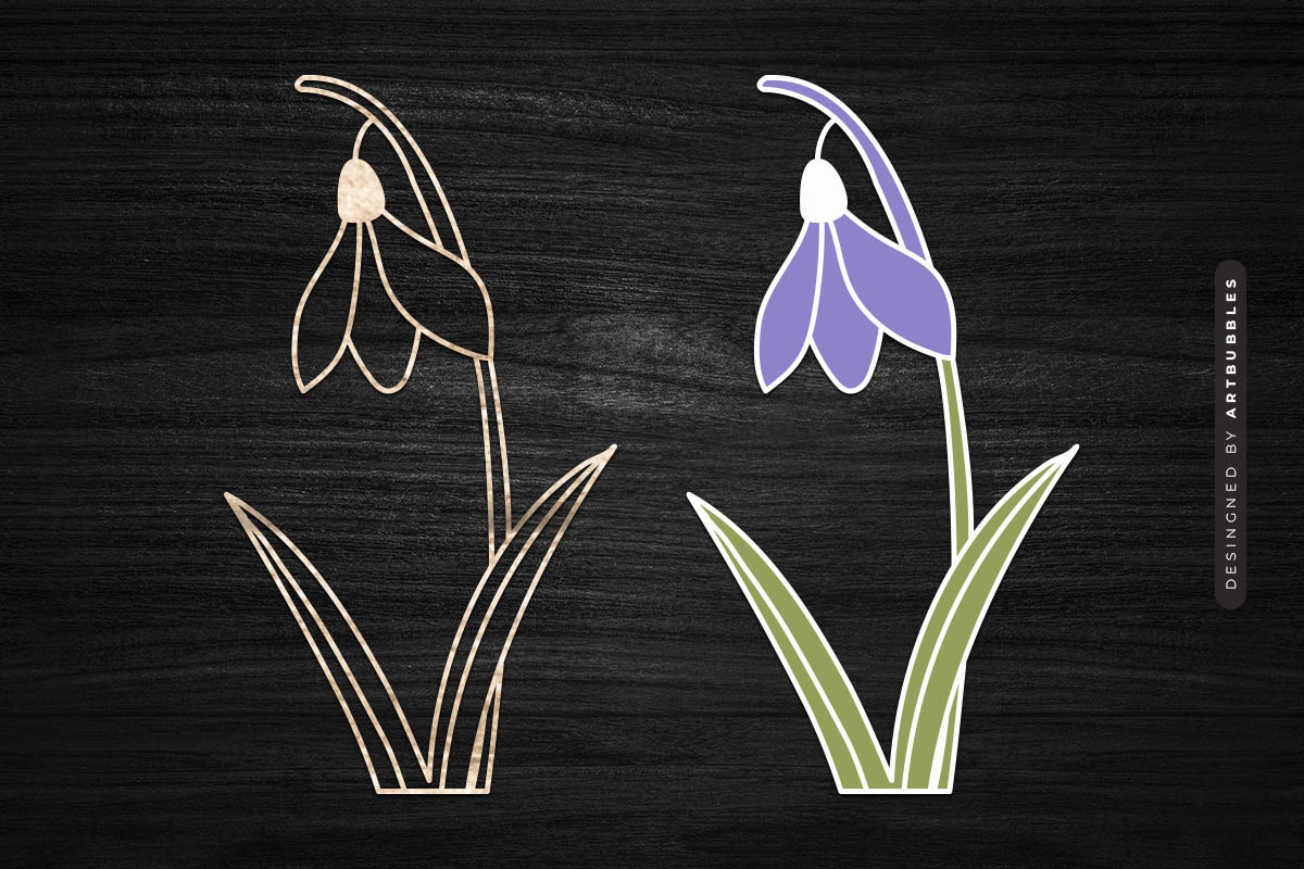 Snowdrop Laser Cut Flower SVG Vector