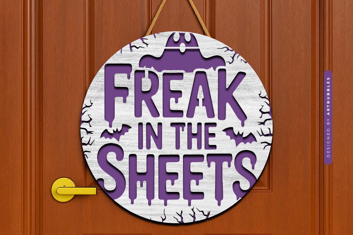 Freak in the Sheets - Halloween Door Hanger SVG File image 3.jpg