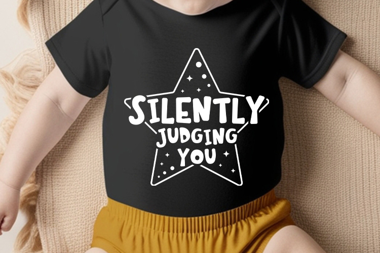 Cute Baby SVG Cut File - Silently Judging You Shirt Mockup Image.jpg