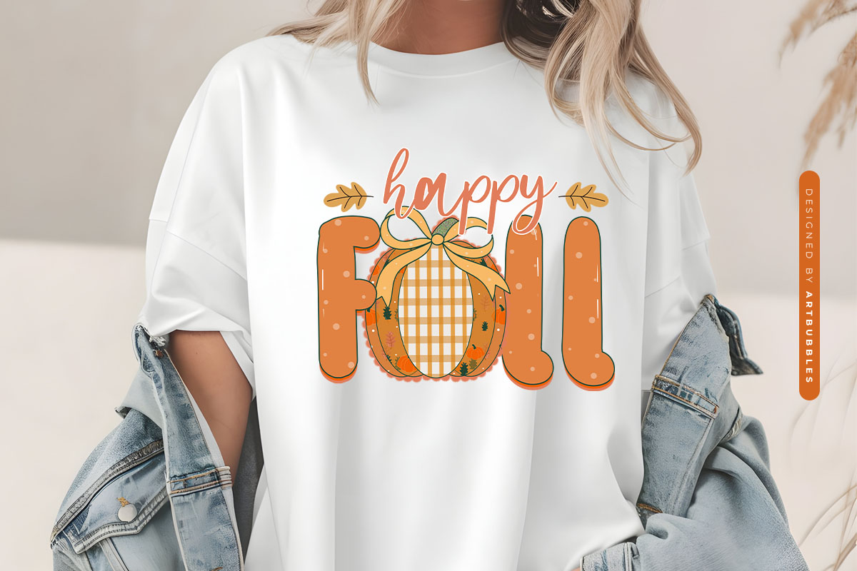 Preppy Happy Fall Sublimation Transfer Tshirt Mockup image.jpg