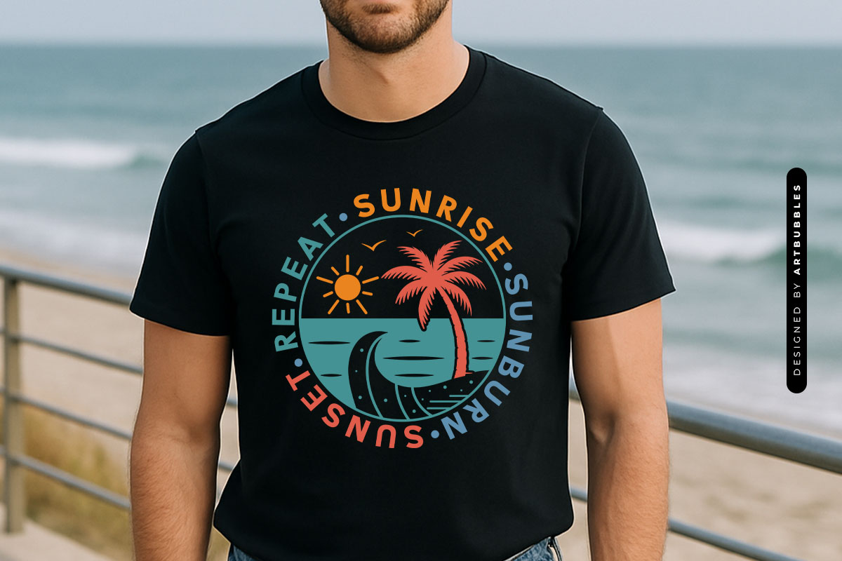 Sunrise Sunburn Sunset Repeat - Summer SVG Tshirt Mockup Image.jpg