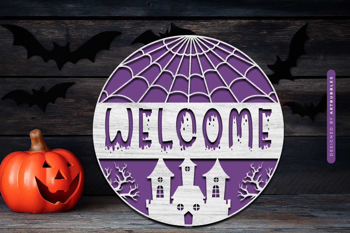 Welcome - Spooky House Halloween Door Hanger SVG Image 2.jpg