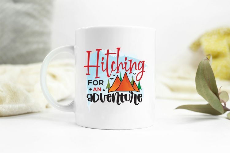 Hitching for an Adventure - Funny Camping PNG Mug Mockup Image.jpg