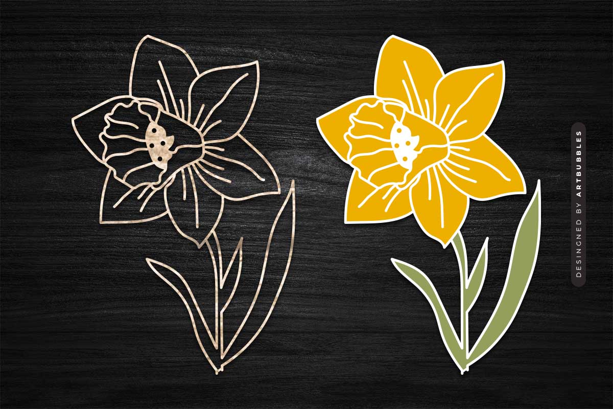 Daffodil Flower SVG - Laser Cut Art Image.jpg