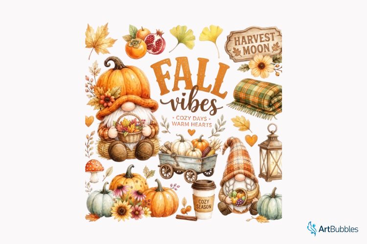 Gnome Fall Vibes PNG Sublimation Design