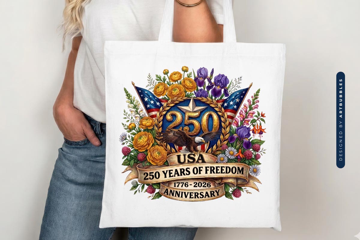 USA 250 Years of Freedom PNG Sublimation Tote Mockup Image.jpg