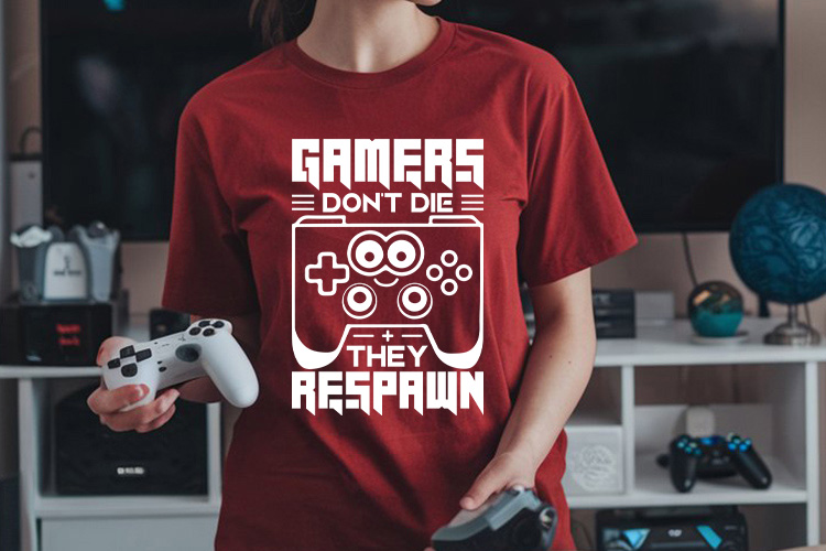 Gamers Don't Die They Respawn SVG Design T-shirt Mockup image.jpg