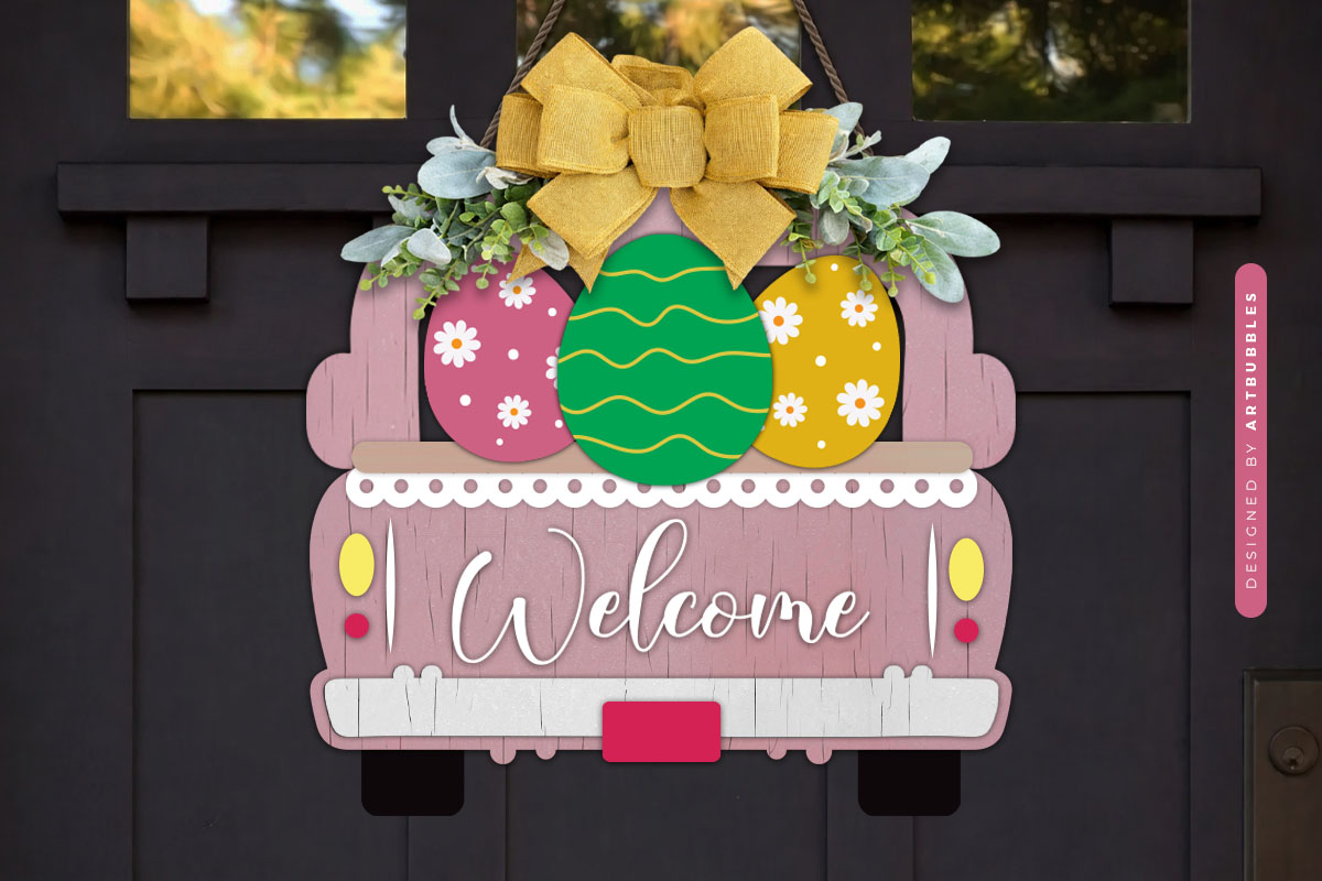 Easter Layered Welcome Door Sign SVG