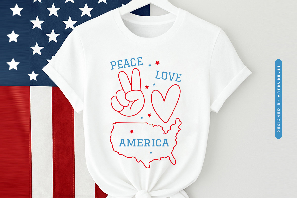 Peace Love America - 4th of July SVG Design Shirt Mockup Image.jpg