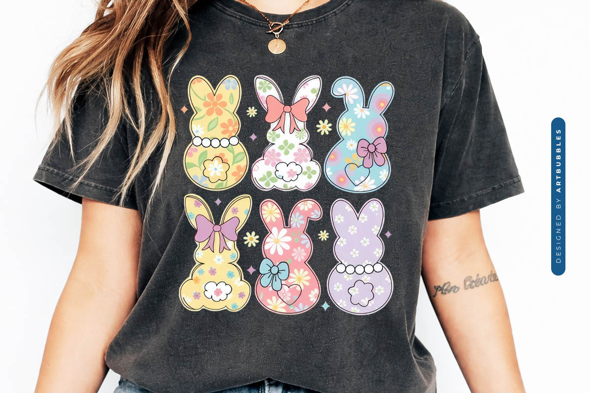 Floral Bunny Coquette Easter PNG Sublimation Tshirt Mocku Image.jpg