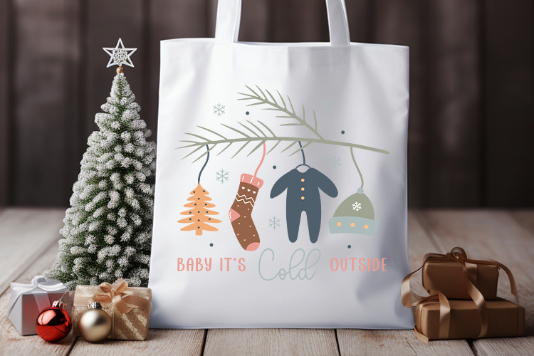 Baby It's Cold Outside - Boho Christmas SVG Tote Bag Mockup Image.jpg