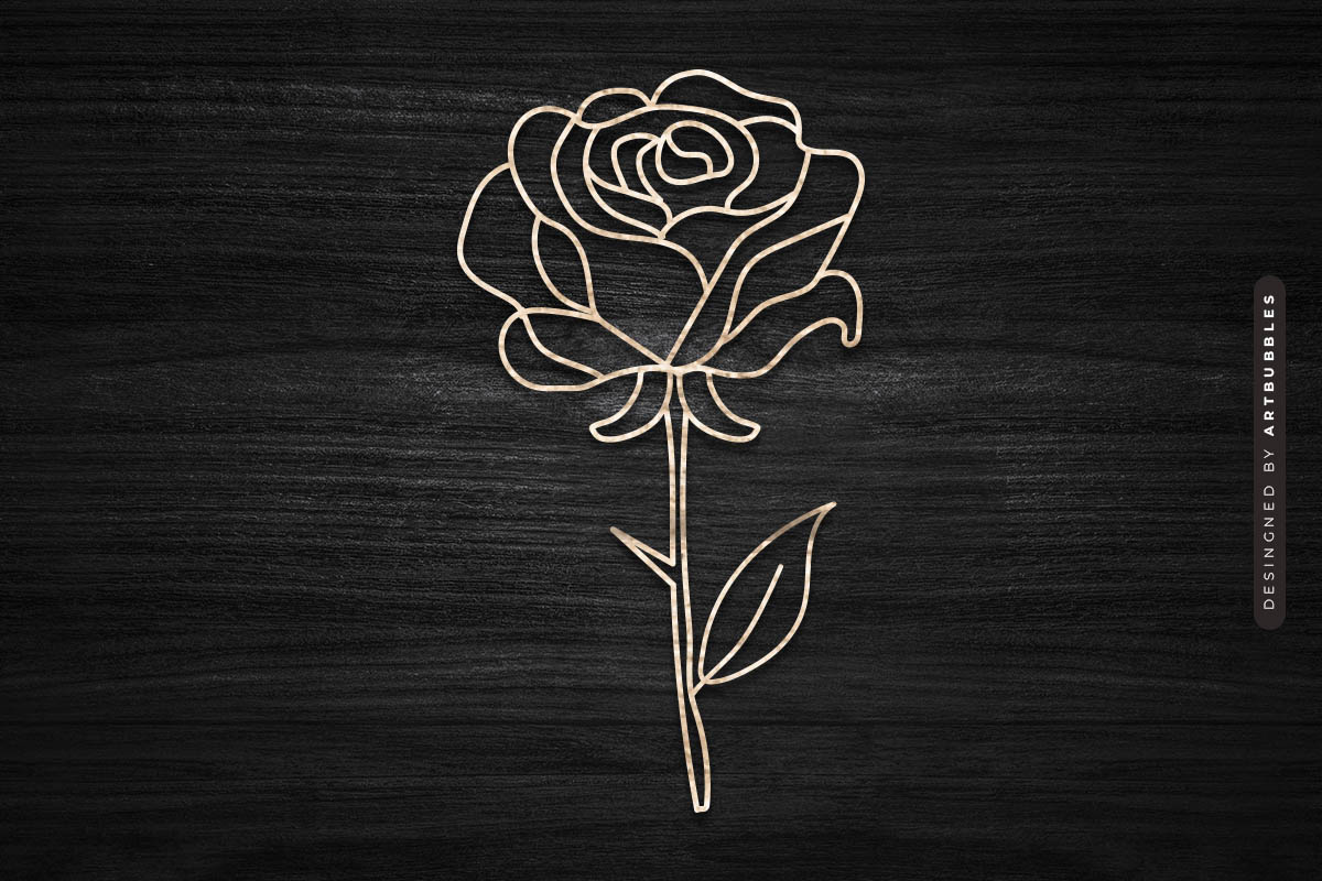 Rose Line Art SVG Vector - Laser Cut File Image 3.jpg