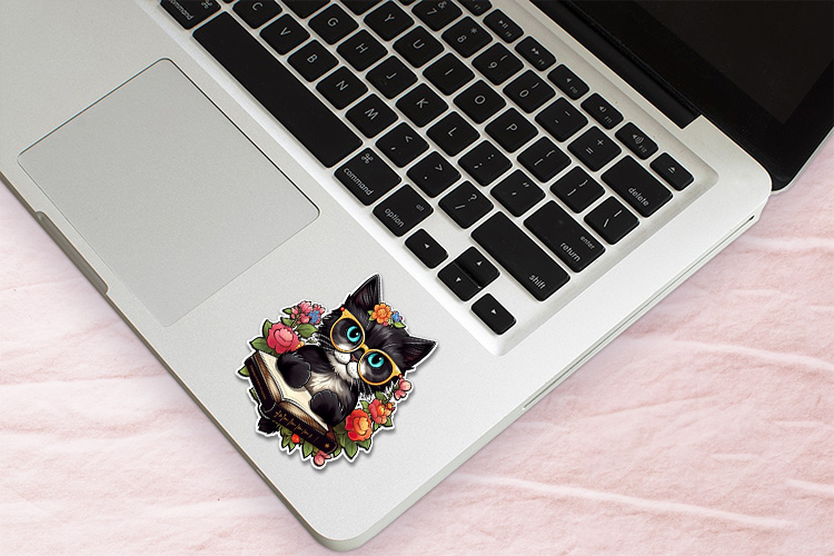 Cute Black Cat Reading Books Stickers Preview 03.jpg