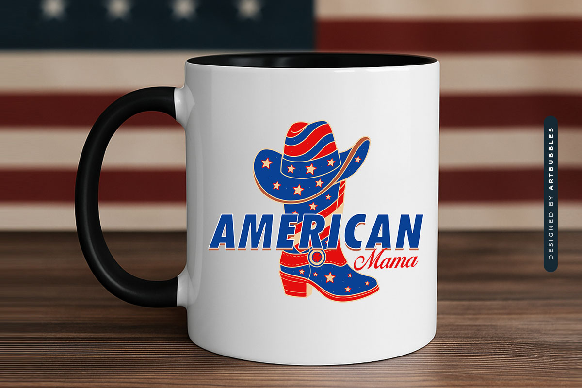 American Mama - 4th of July Sublimation PNG Mug Mockup Image.jpg