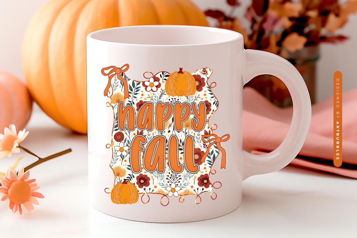 Happy Fall Preppy PNG Sublimation Mug Mockup Image.jpg