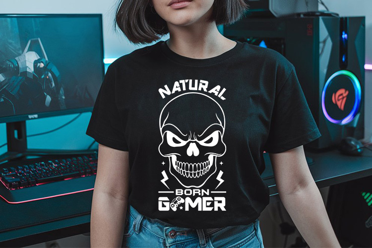 Natural Born Gamer - Funny Skull Gaming SVG Tshirt Mockup image.jpg