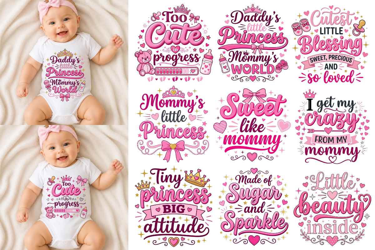 Baby Girl Quotes PNG Bundle