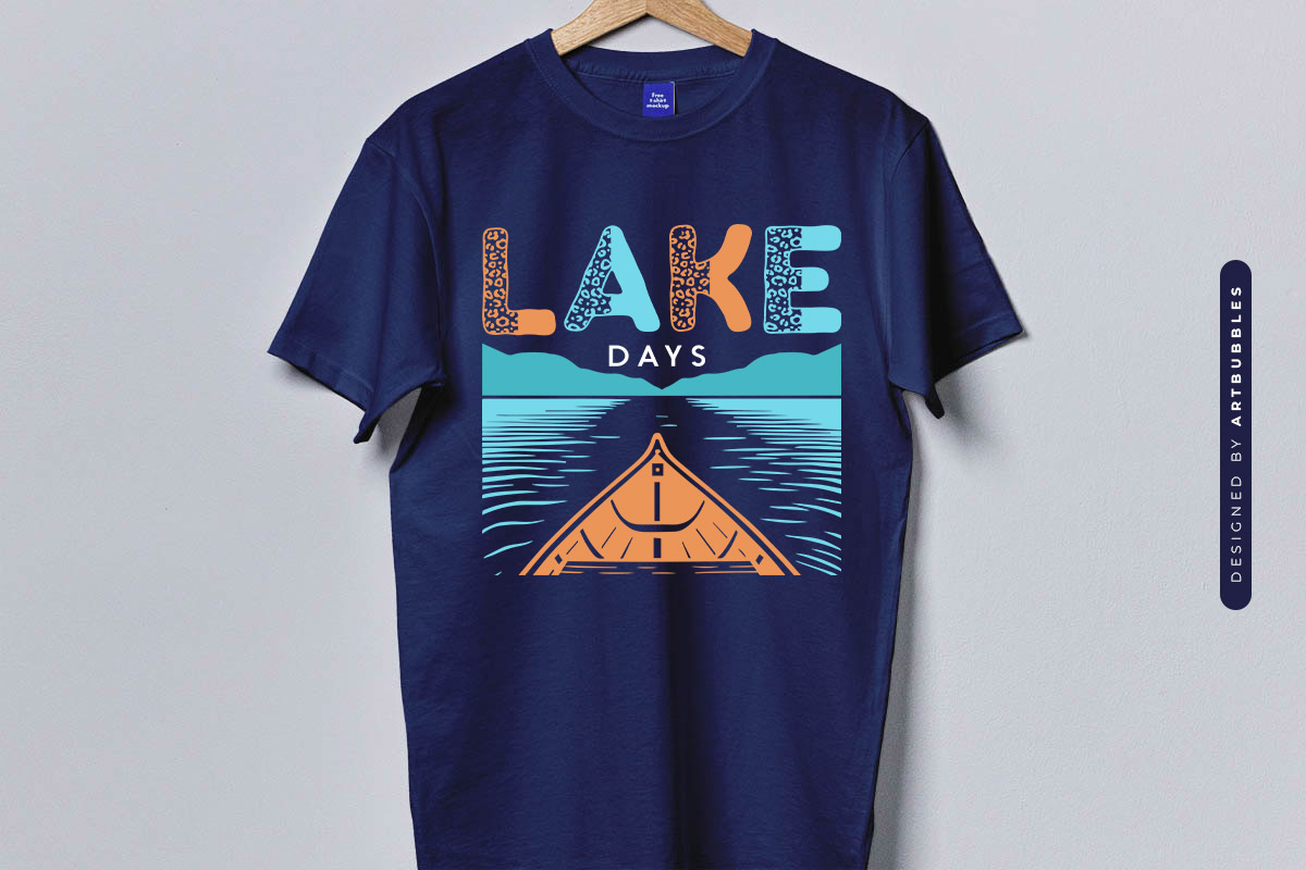 Lake Days SVG for Cricut Blue Shirt Mockup Image.jpg