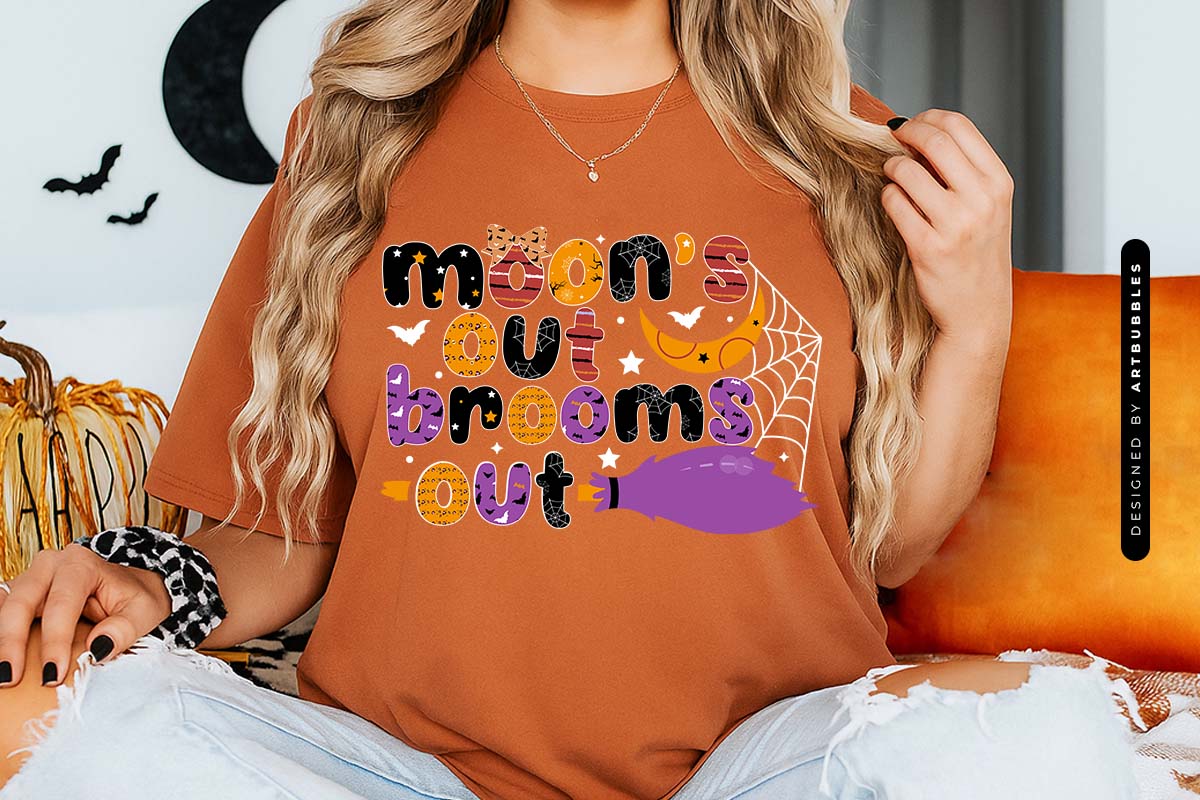 Moons Out Brooms Out - PNG Halloween Sublimation T-shirt Mockup Image.jpg
