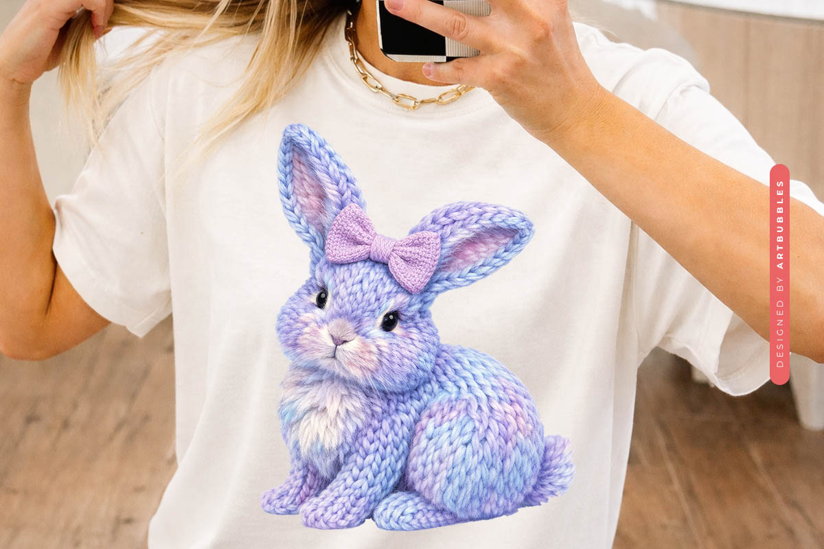Faux Embroidery Bunny Easter PNG