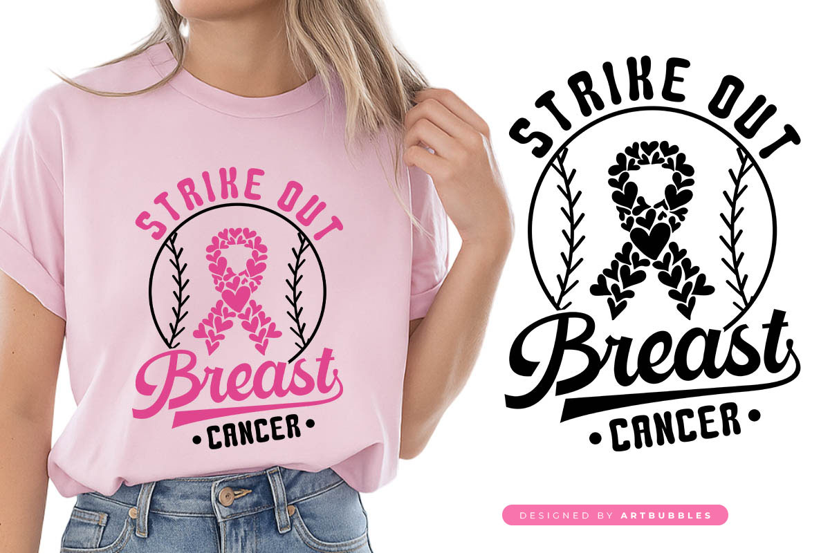 Strike Out Breast Cancer Retro SVG Cut File