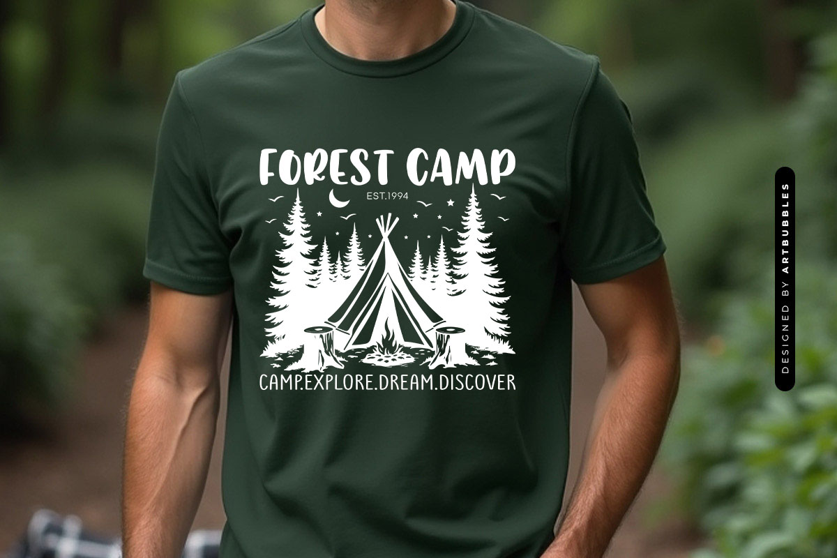 Forest Camp Est 1994 - Camping Silhouette SVG T-shirt Mockup Image.jpg
