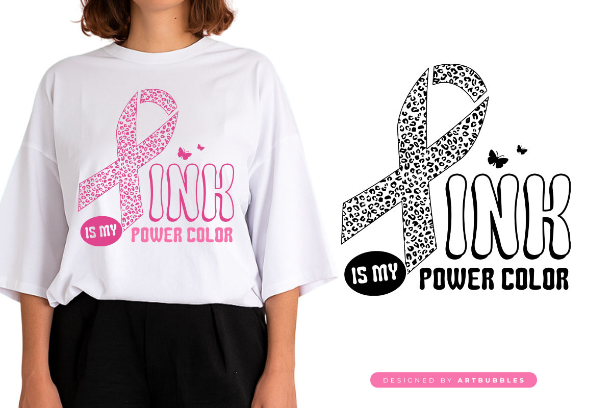 Pink is My Power Color - SVG Retro Breast Cancer Tshirt Mockup Image.jpg