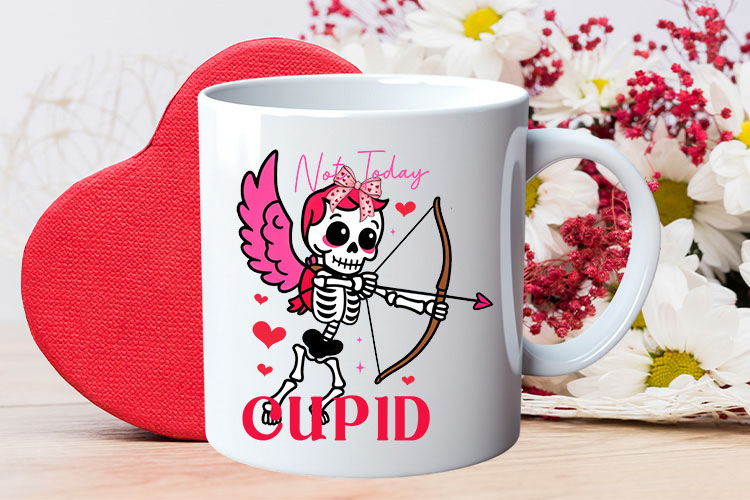 Not Today Cupid - Coquette Valentine PNG Sublimation Mug Mockup Image.jpg