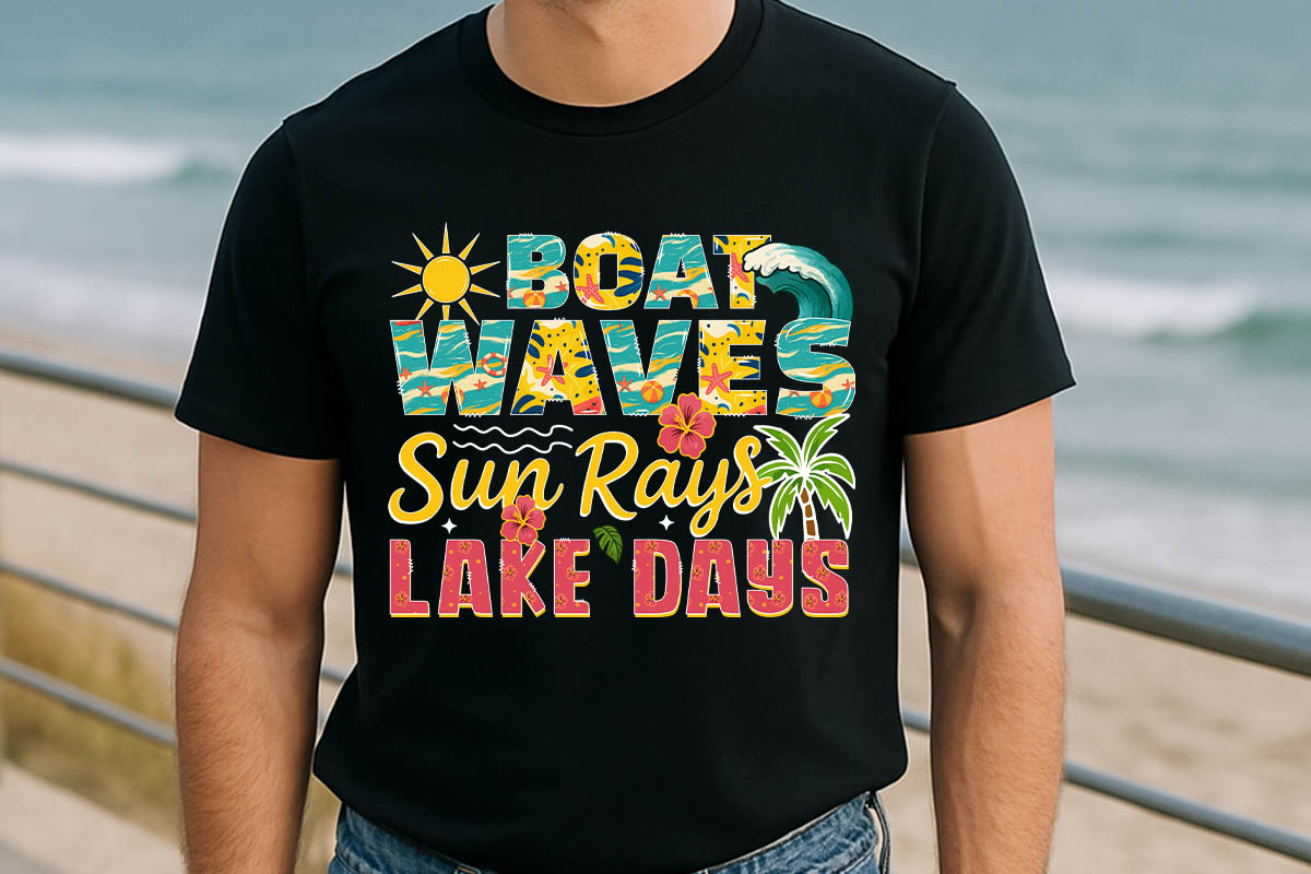 Boat Waves Sun Rays Lake Days - Summer Sublimation Shirt Mockup Image.jpg