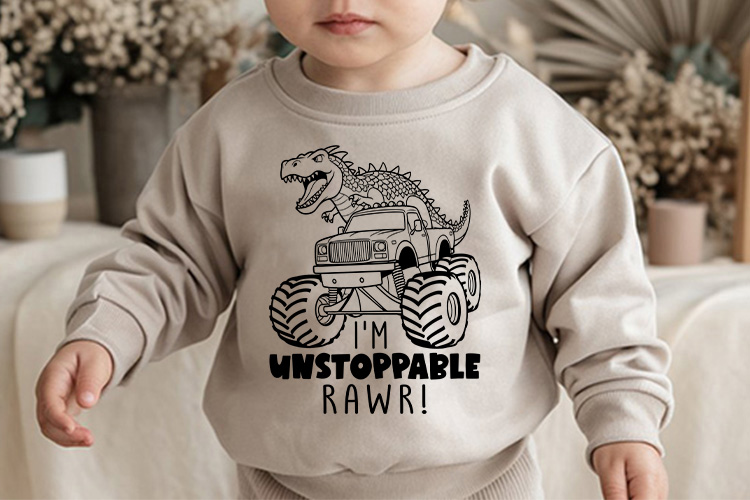 I'm Unstoppable Rawr - Cute Monster Truck SVG Sweatshirt Mockup Image.jpg