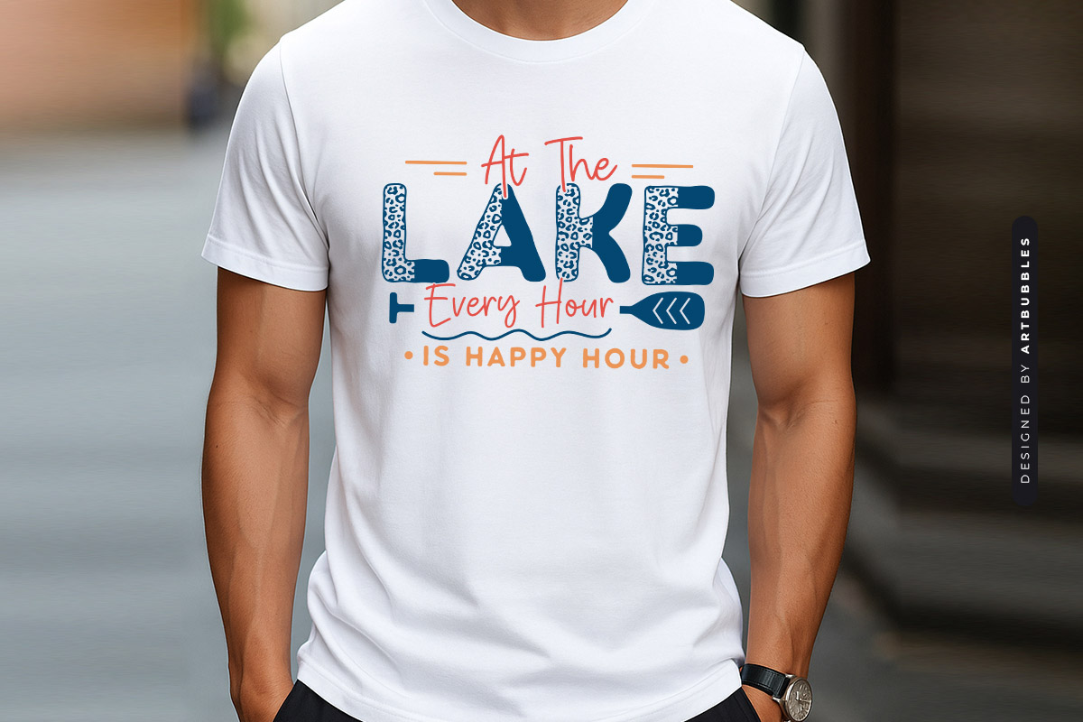 At the Lake Every Hour is Happy Hour SVG T-shirt Mockup Image.jpg