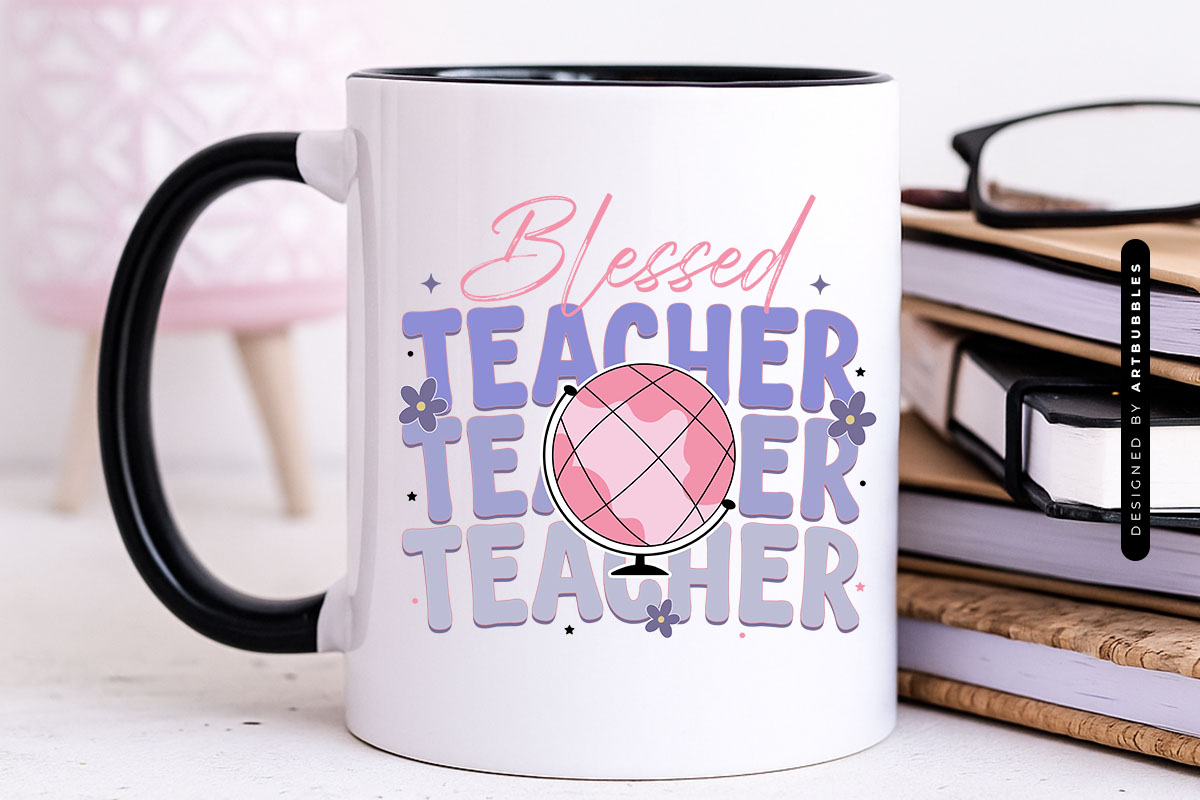Retro Blessed Teacher Sublimation Print Mug Mockup Image.jpg