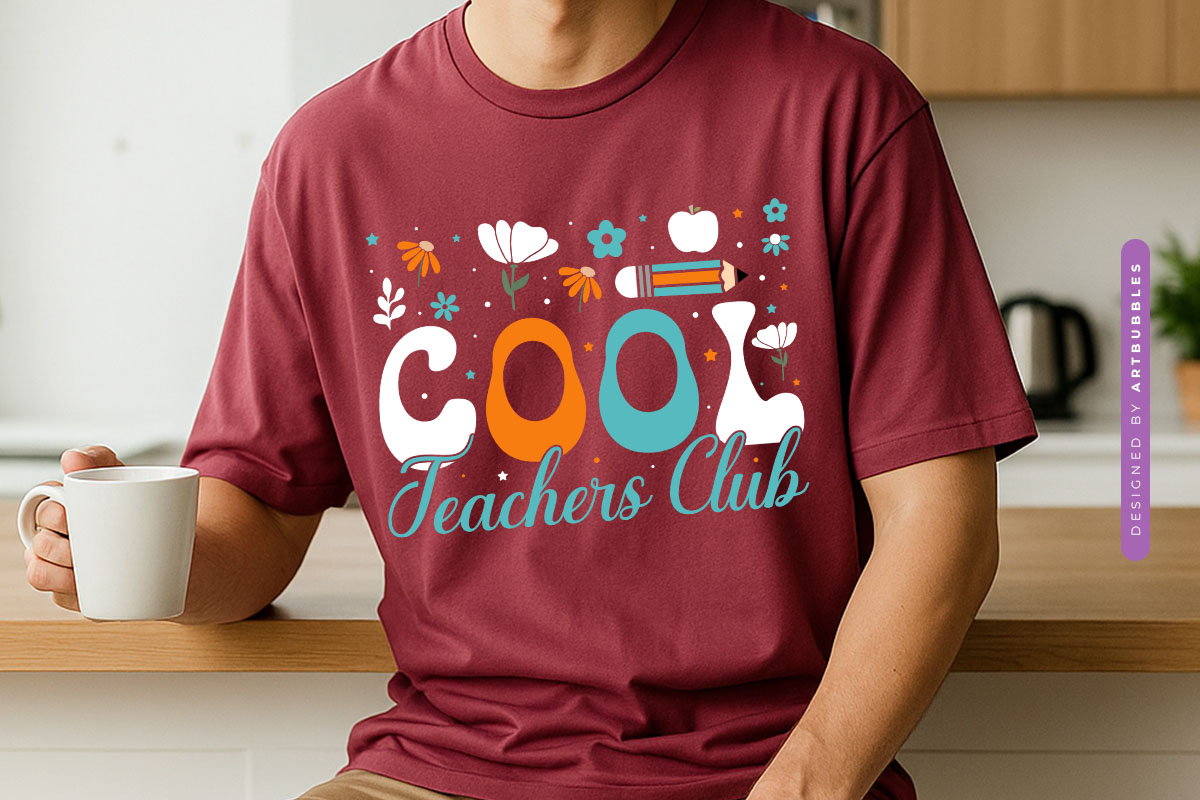 Floral Cool Teachers Club SVG Cut File Tshirt Mockup Image.jpg