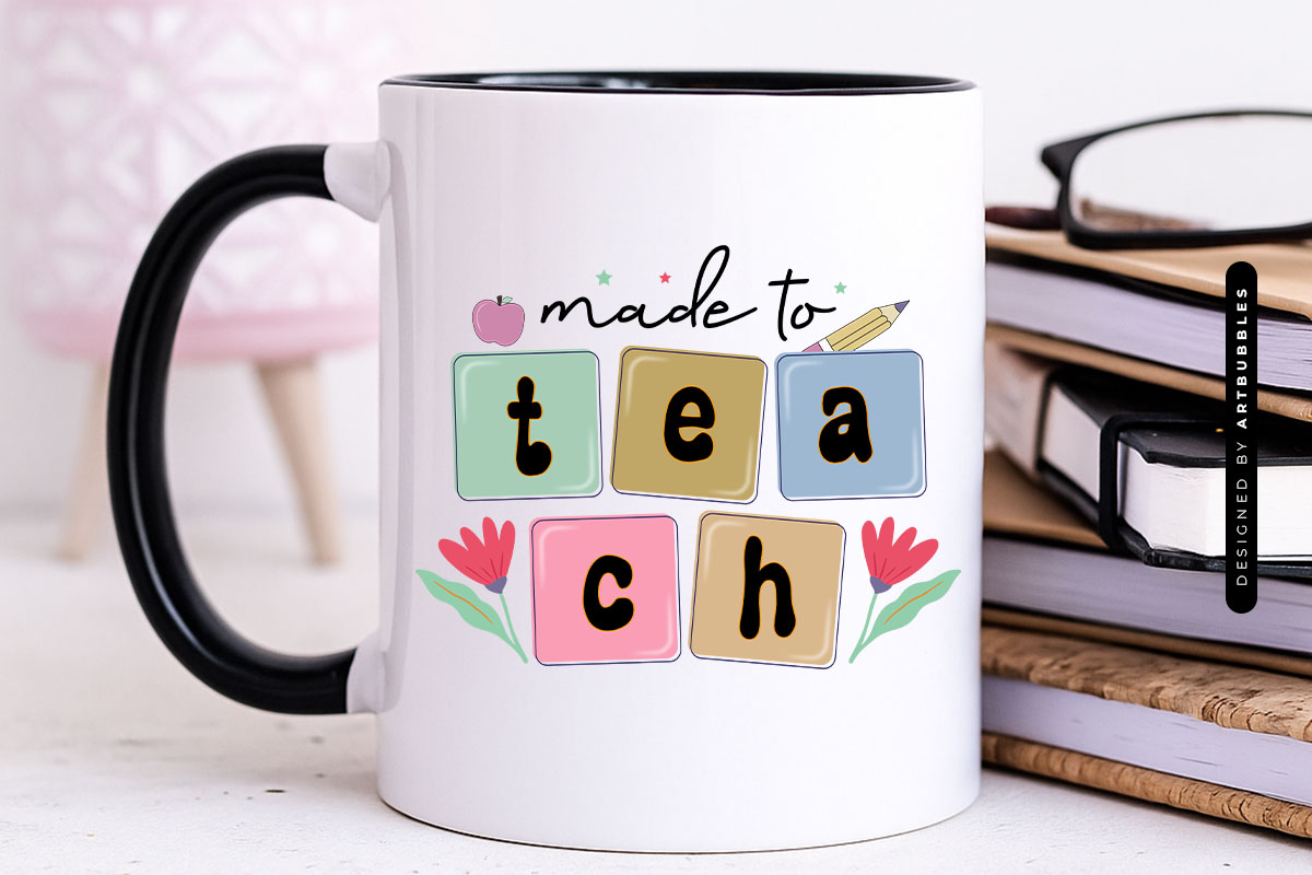 Made to Teach - Retro Teacher Gift Sublimation Mug Mockup Image.jpg