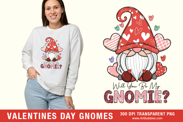 Will You Be My Gnomie PNG - Valentine's Day Gnomes