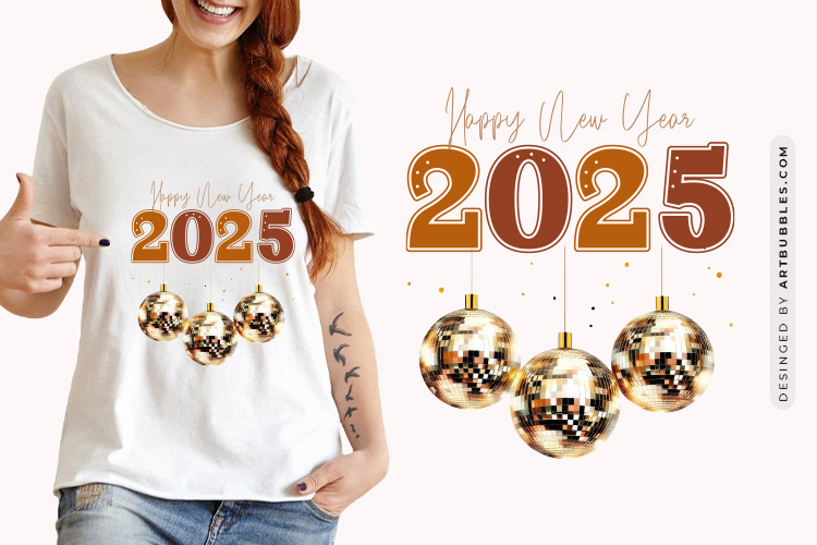 Vibrant Happy New Year 2025 Sublimation