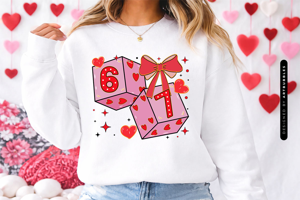 Coquette 67 Dice Valentines Sublimation PNG