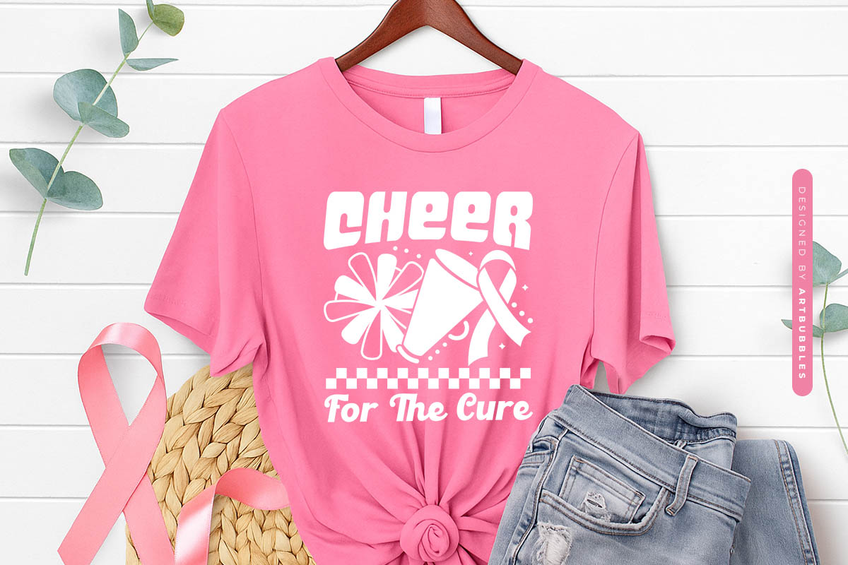Cheer for the Cure - Retro Breast Cancer Quote SVG Shirt Mockp Image.jpg