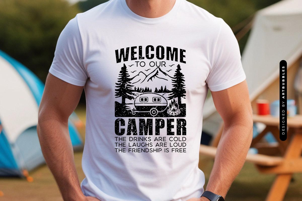 Welcome to Our Camper - Camping SVG Cut File Shirt Mockup Image.jpg
