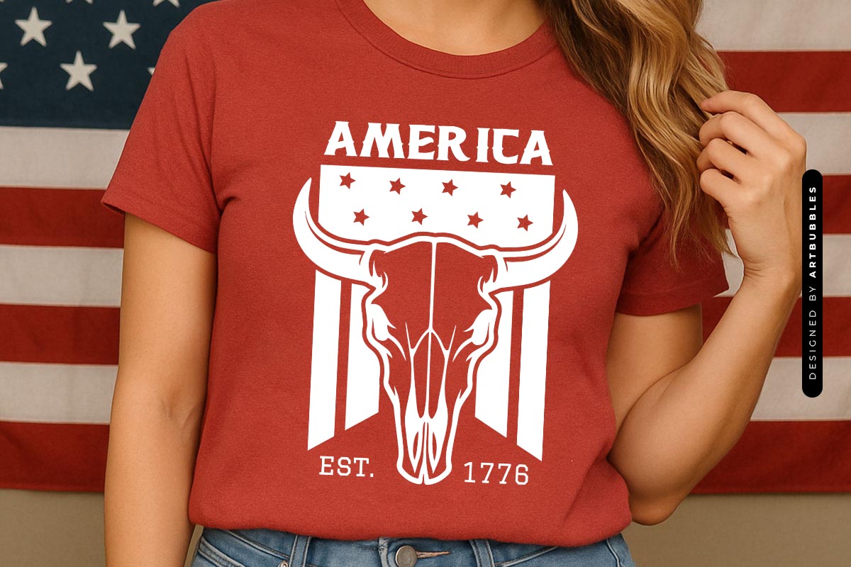 America Est 1776 - 4th of July Cow SVG Tshirt Mockup Image.jpg