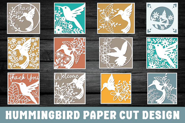 Hummingbird Paper Cut Design SVG Bundle