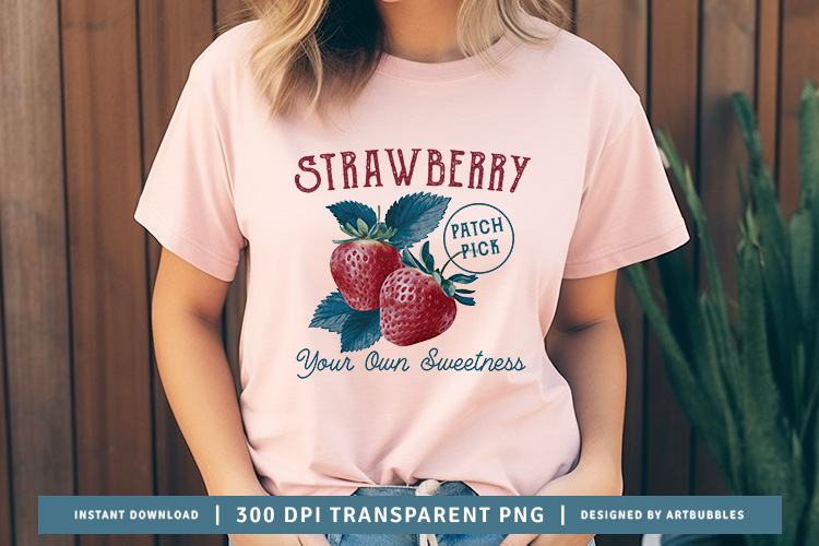 Strawberry Patch - Vintage Fruit Sublimation Design