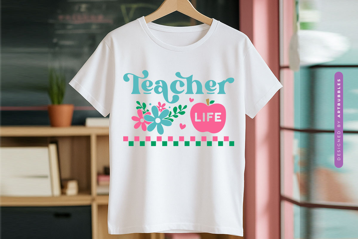 Floral Teacher Life Layered SVG T-shirt Mockup Image.jpg