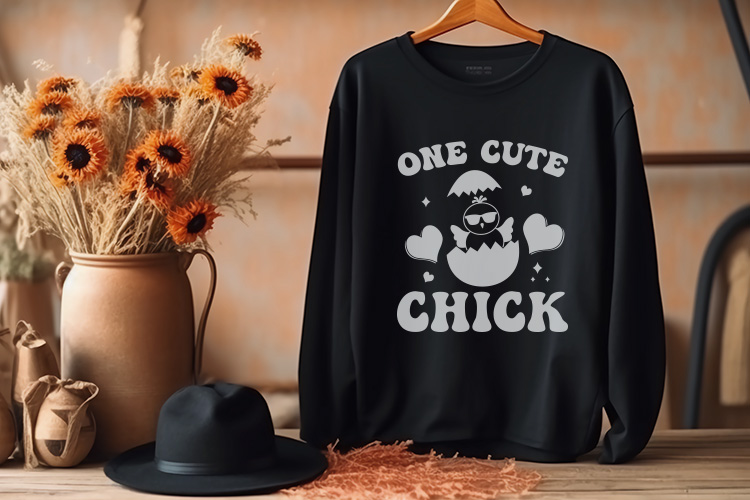 One Cute Chick SVG - Retro Easter Shirt Design Preview 03.jpg