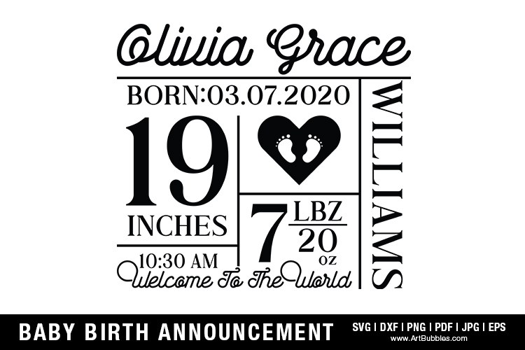 Baby Birth Announcement - SVG Cutting Files